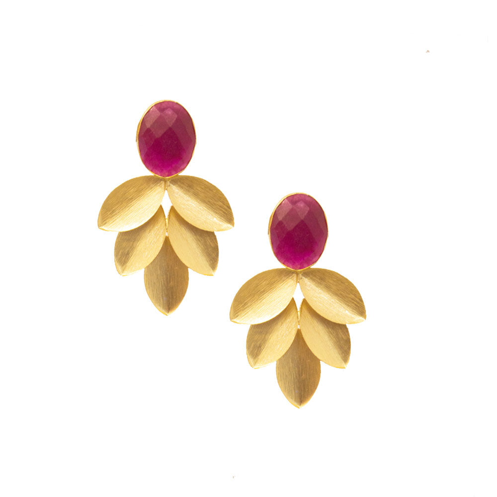 Gilded Petal Earring | Fuschia Pink