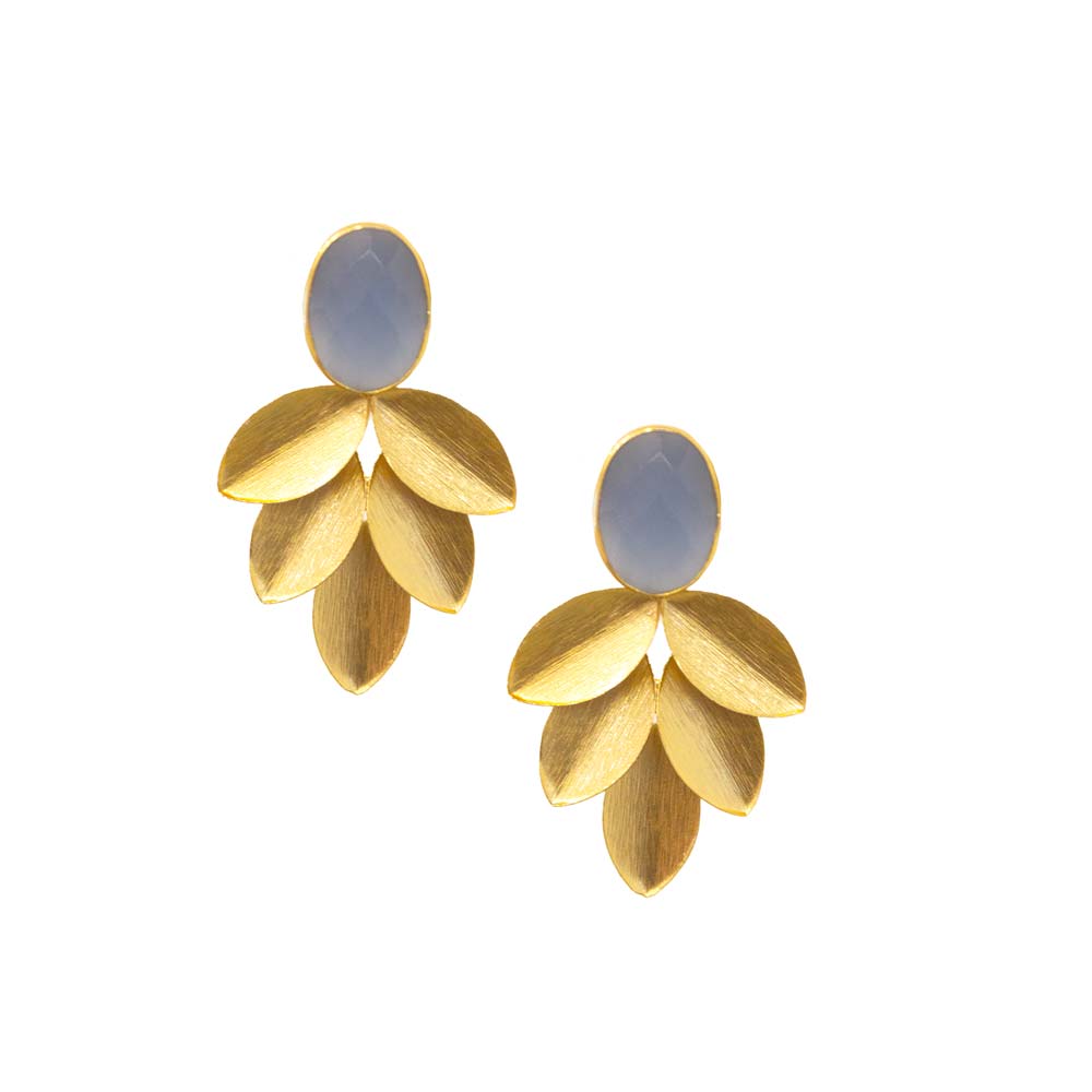 Gilded Petal Earring | Gold & Mid Blue