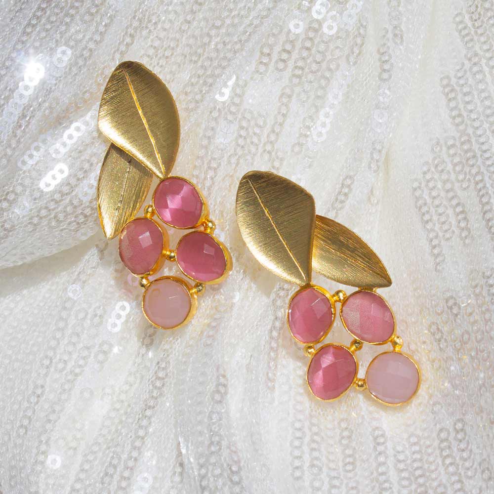 Petal Cluster Earring  | Gold and Pink