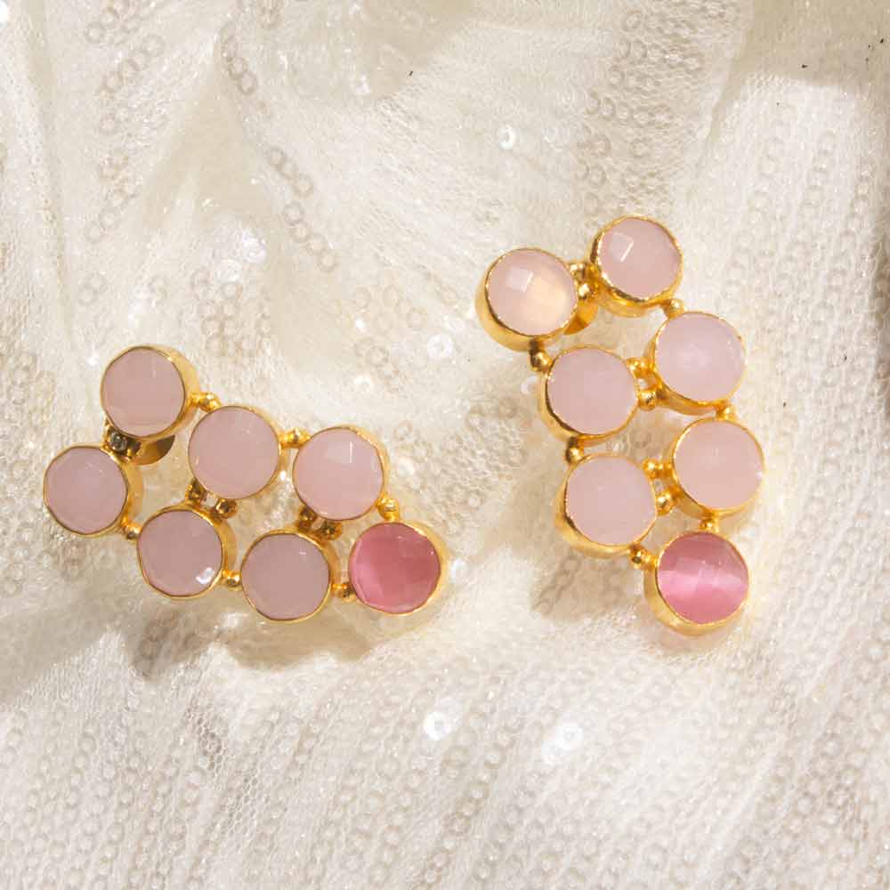 Cluster Stud | Gold & Pink Earring