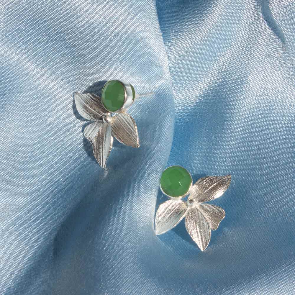 Clover Leaf | Silver & Green Earring