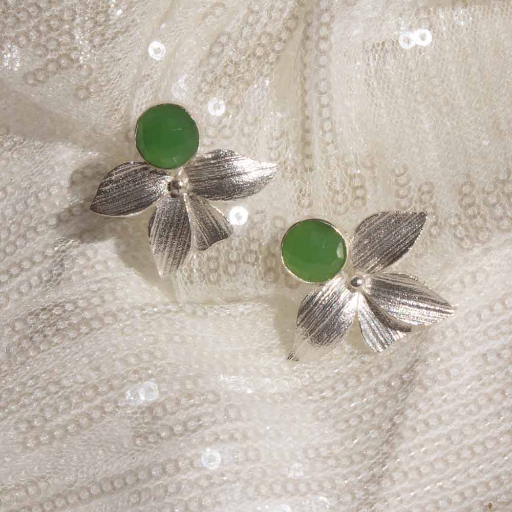 Clover Leaf | Silver & Green Earring