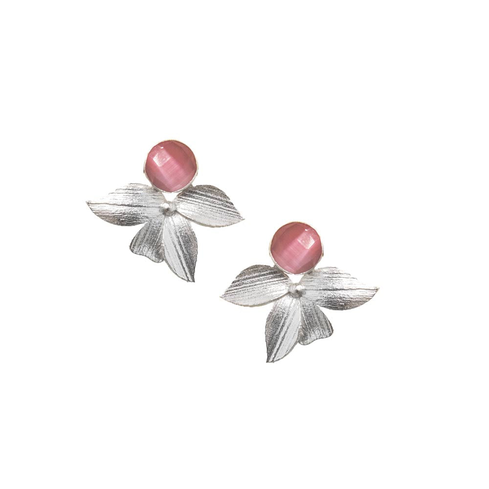 Clover Leaf Earring | Silver & Pink
