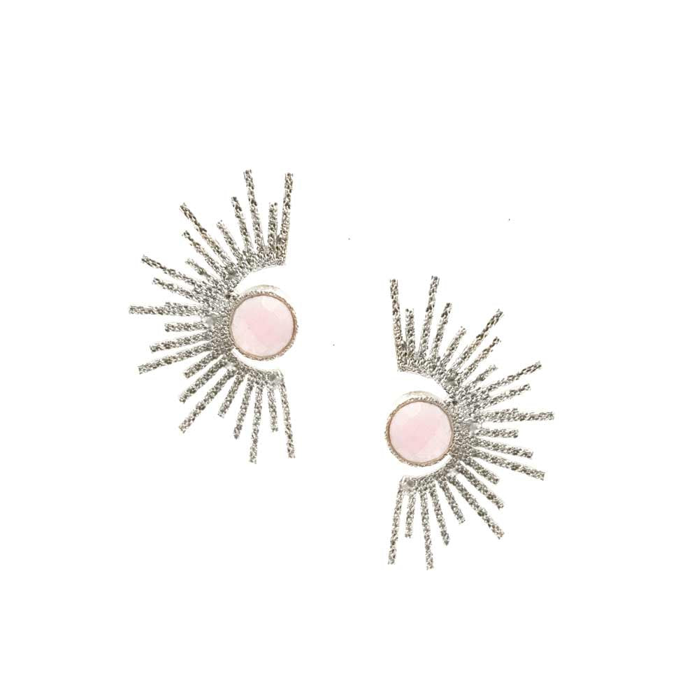 Sunburst Floral | Silver and Pink Earrings