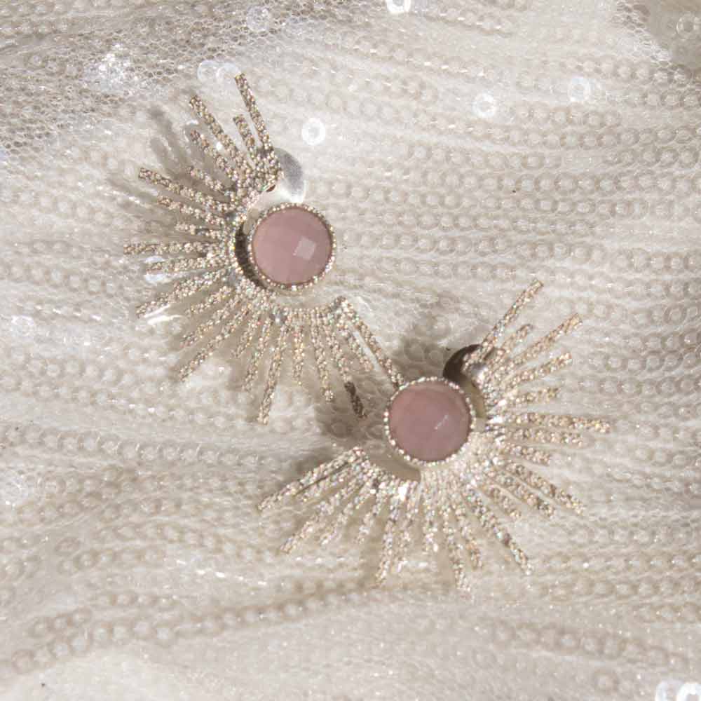 Sunburst Floral | Silver and Pink Earrings