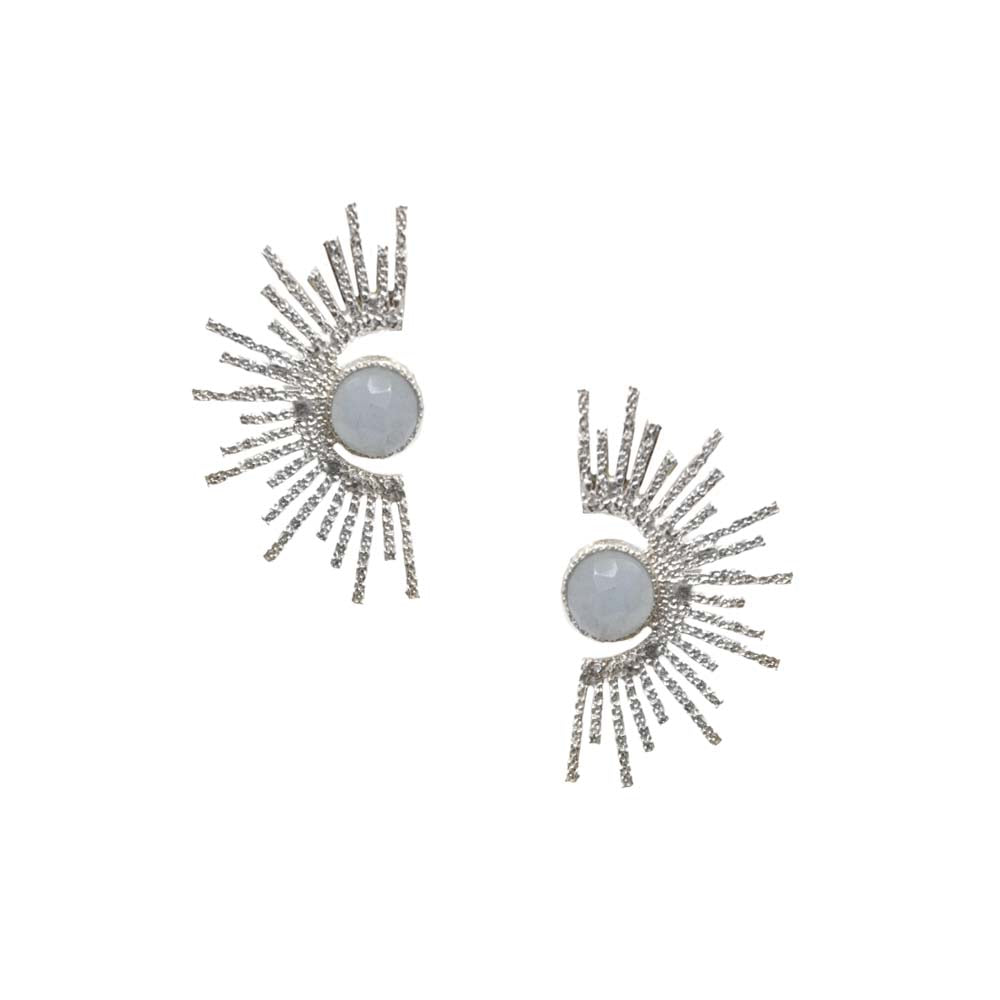 Sunburst Floral Earrings | Silver & Light Blue
