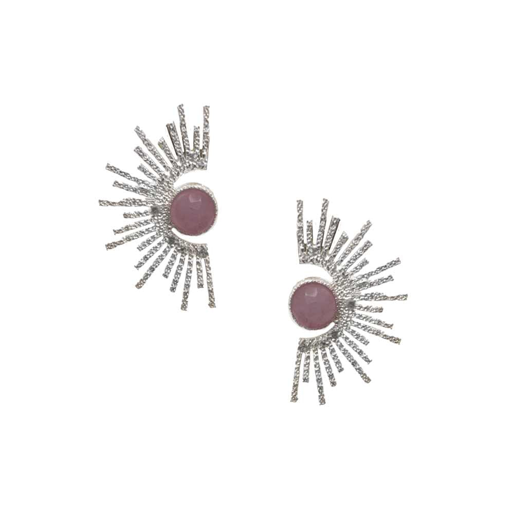 Sunburst Floral Earrings | Silver & Mauve