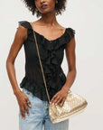 Tate Gold | Woven Pouch Clutch