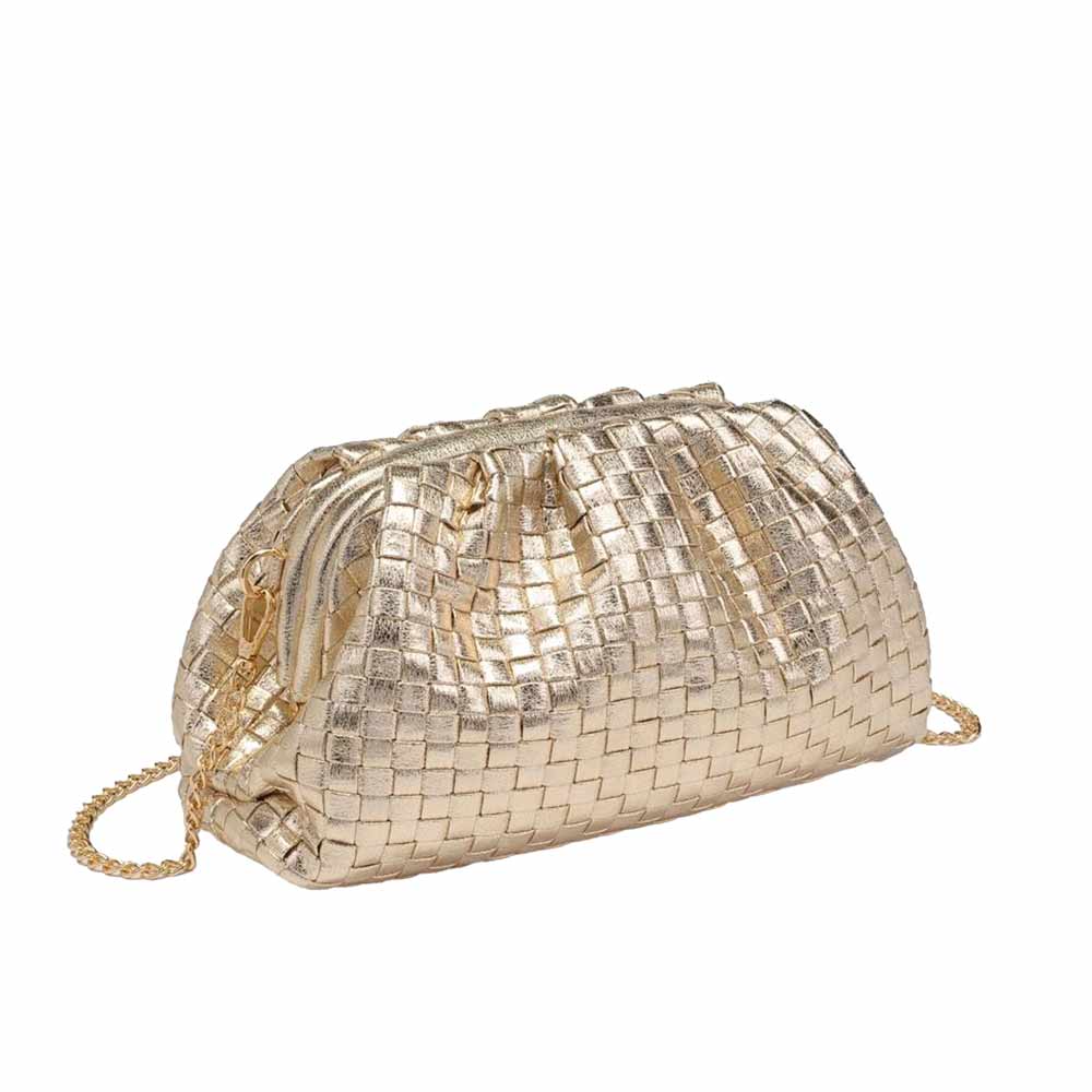 Tate Gold | Woven Pouch Clutch