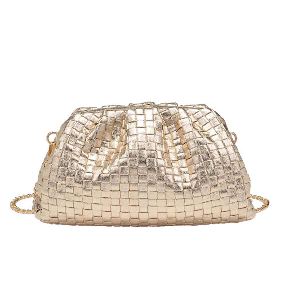 Tate Gold | Woven Pouch Clutch