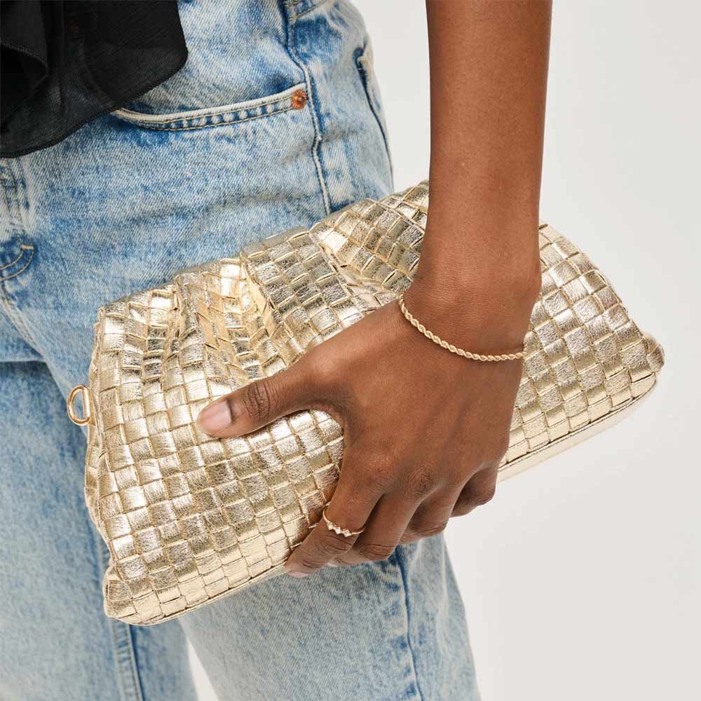 Tate Gold | Woven Pouch Clutch