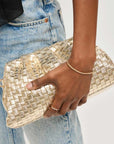 Tate Gold | Woven Pouch Clutch