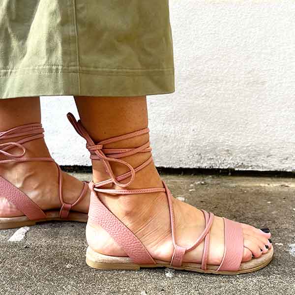 Winnie Blush | Flat Leather Sandal