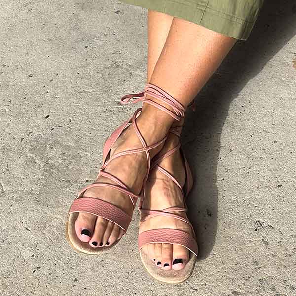Winnie Blush | Flat Leather Sandal