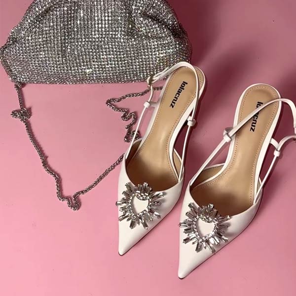 Crystal Heart Shoe Clips