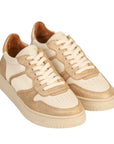 Maison Toufet- Armelle- Women's Cream & Gold Leather Sneaker at The Nowhere Nation