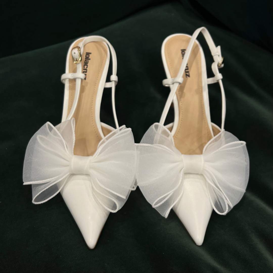 White Bow Shoe Clips