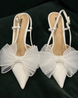 White Bow Shoe Clips
