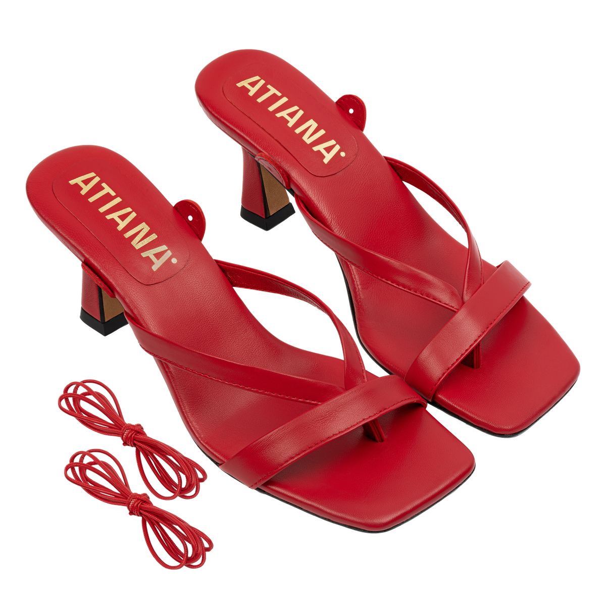 Atiana - Ying Yang - Women's red Leather Mules at The Nowhere Nation