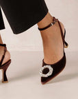 Cinderella Crystal Brown | Embellished Velvet Pump
