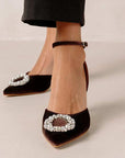 Cinderella Crystal Brown | Embellished Velvet Pump