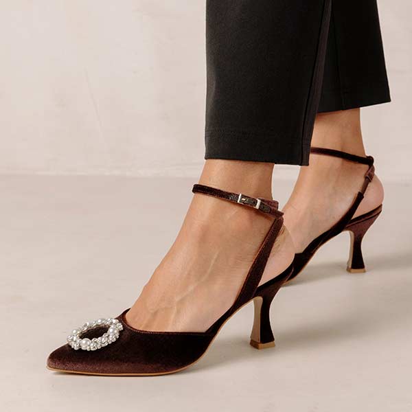 Cinderella Crystal Brown | Velvet pump