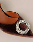 Cinderella Crystal Brown | Embellished Velvet Pump