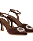 Cinderella Crystal Brown | Embellished Velvet Pump