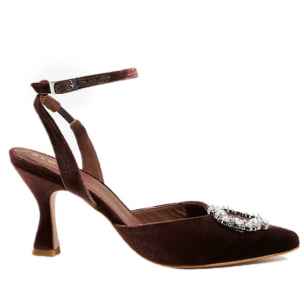 Cinderella Crystal Brown | Embellished Velvet Pump