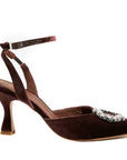 Cinderella Crystal Brown | Embellished Velvet Pump