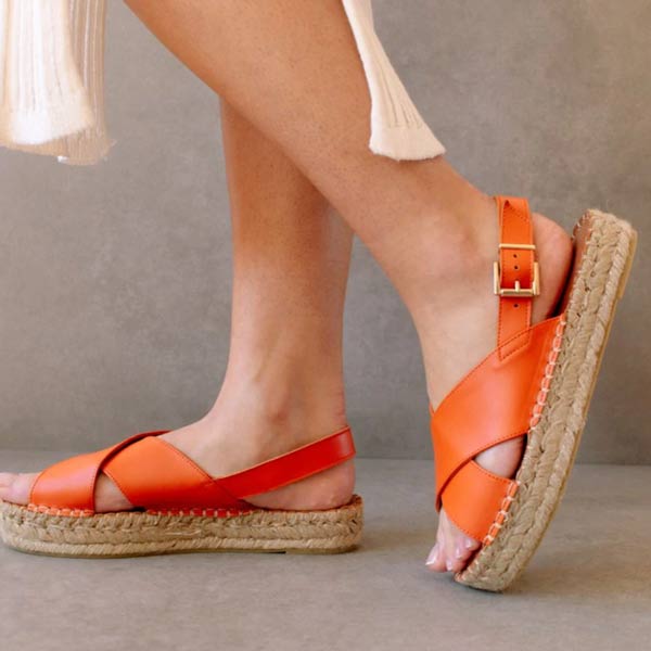 Crossed Pomelo Orange Espadrille sandal