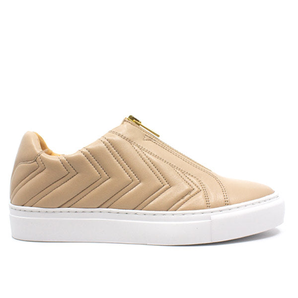 Billi-Bi A1461-beige leather zip up sneakers side view