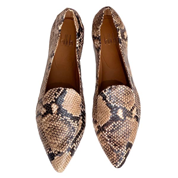 titel milits mammal Billi Bi-91512-Women's Beige Snake Leather Loafers at The Nowhere Nation