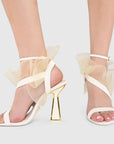 Amba Cream | Mesh high heel sandal
