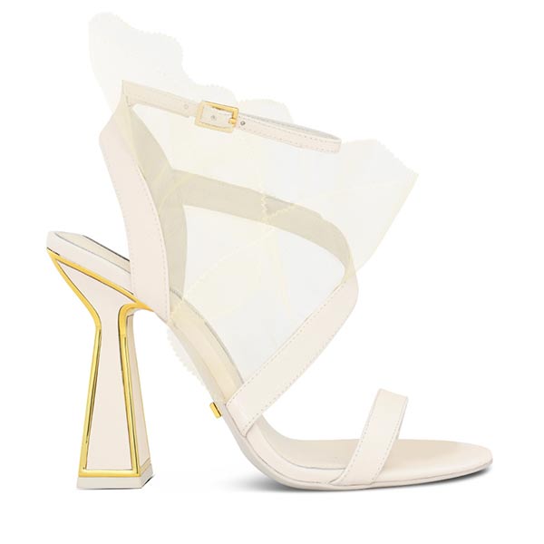Amba Coconut Cream | Leather and Mesh High Heel