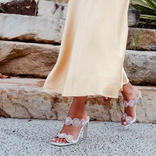 Kat Maconie Iza mule off white on model 1