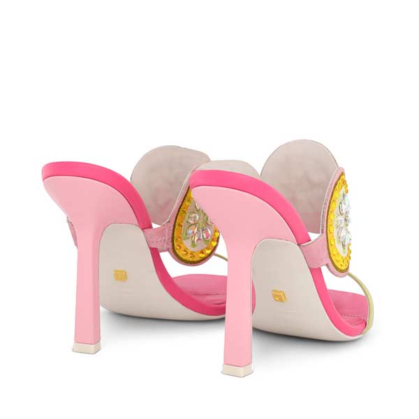 Lulu Pink | Embellished high heel mules