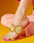 Lulu Pink | Embellished high heel mules