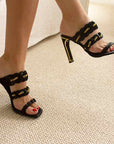 Kat Maconie Rika Black/Gold High heel leather mule lifestyle 2