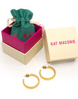 Kat Maconie prism stud hoops medium gold earrings with box and dust bag