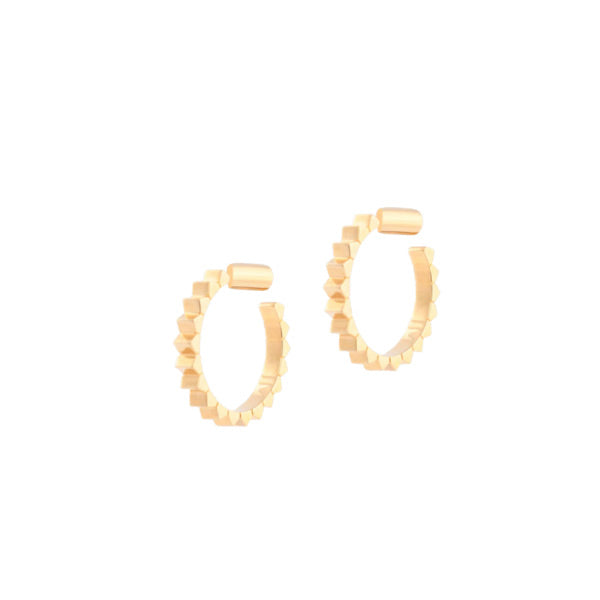 Kat Maconie prism stud hoops medium gold earrings