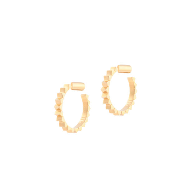     Kat Maconie prism stud hoops medium gold earrings