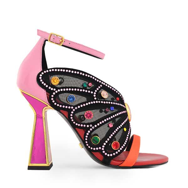 Kat Maconie Raya wild rose/multi embellished heels