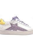 Norma White/Lilac | Leather sneaker