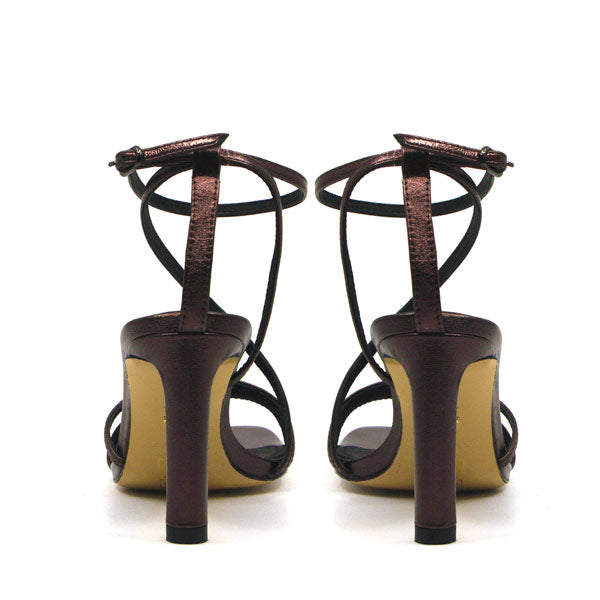 Lola Cruz Adesina Brown Strappy high heel back