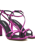 Lola Cruz Adesina fuchsia Strappy high heel angle