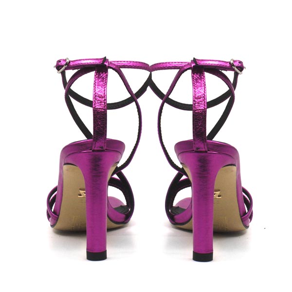 Lola Cruz Adesina fuchsia Strappy high heel back