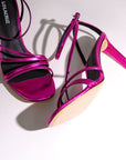 Lola Cruz Adesina fuchsia Strappy high heel lifestyle shot