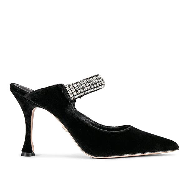 Bofu Black Velvet | Embellished Velvet Pump