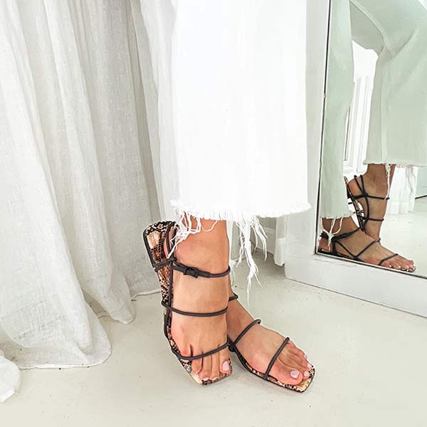 Lola Cruz Rito Brown Strappy leather sandal